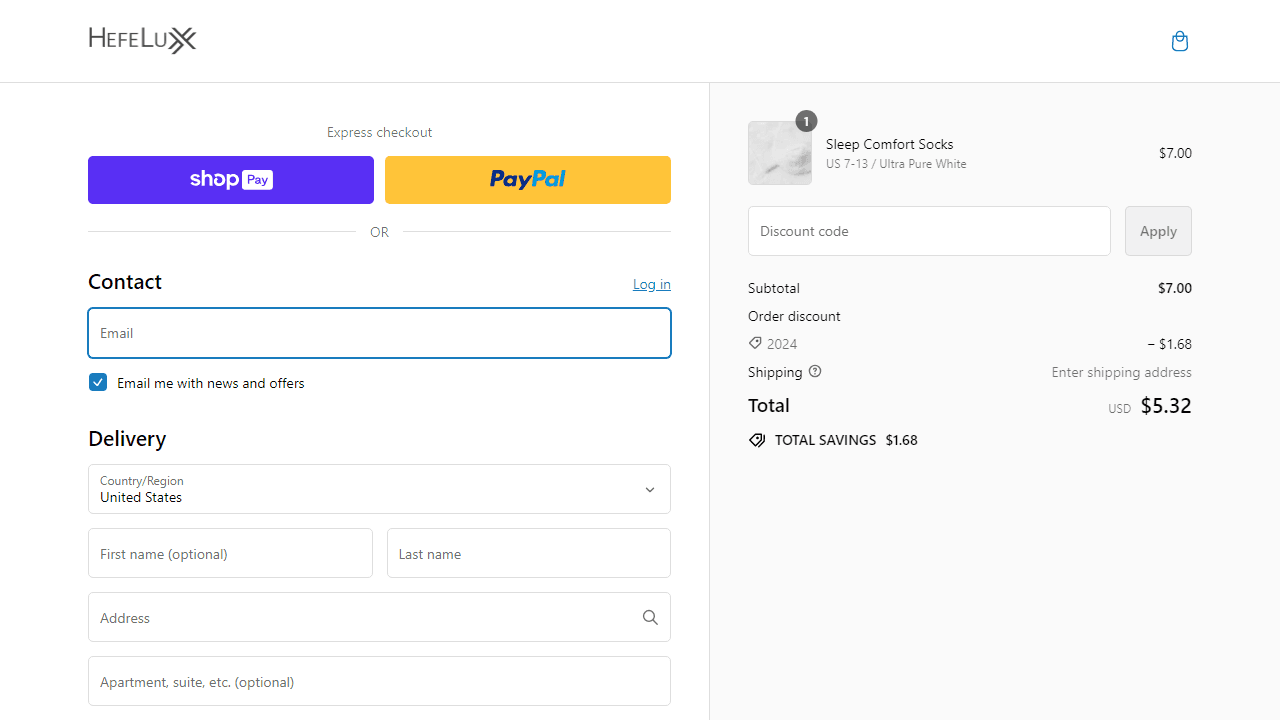 How to apply Hefe Luxx coupon code